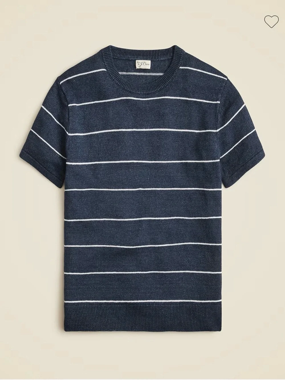 J. Crew Men’s Navy and White Striped Short Sleeved Linen Sweater NWOT